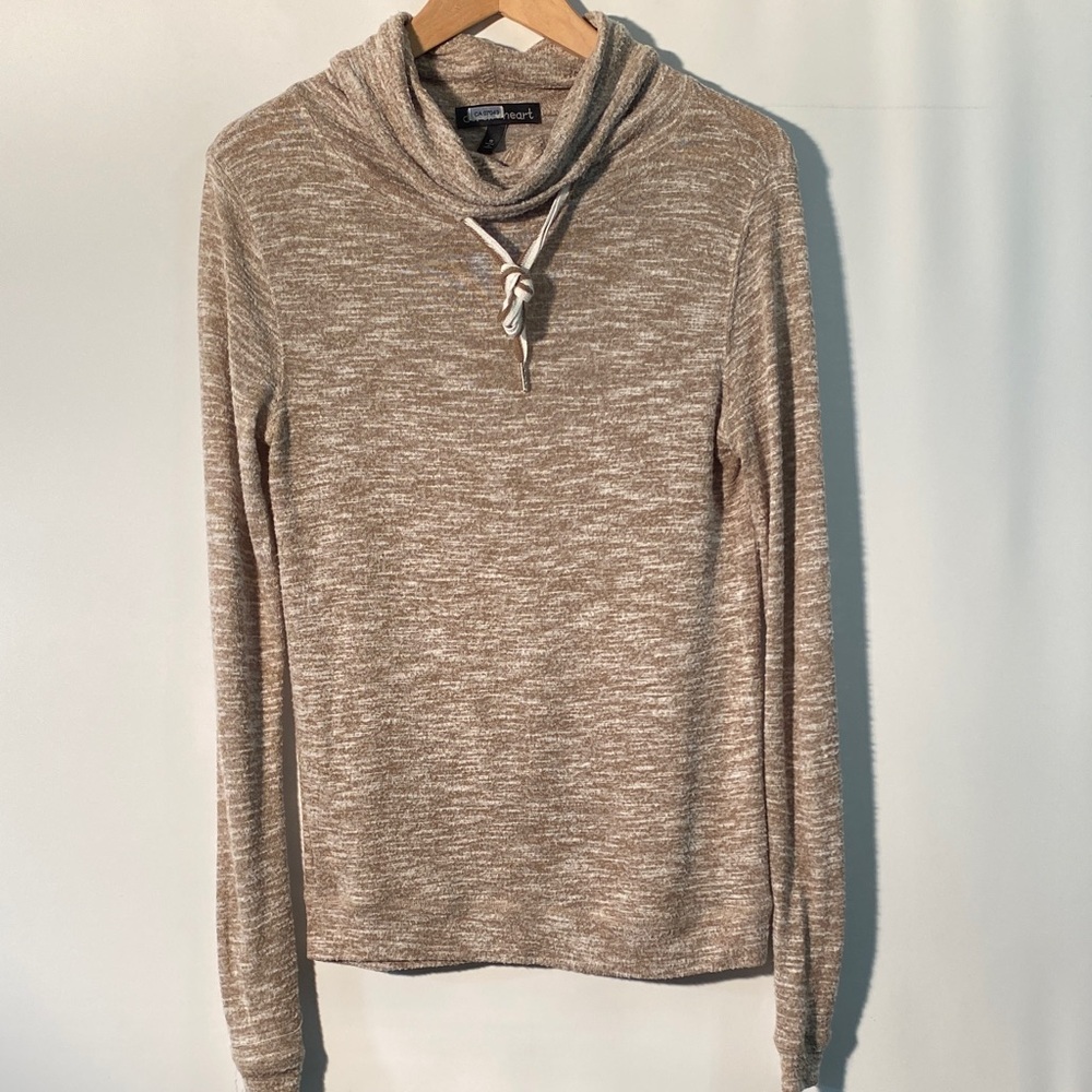 Derek Heart Taupe Cowl Neck Sweater